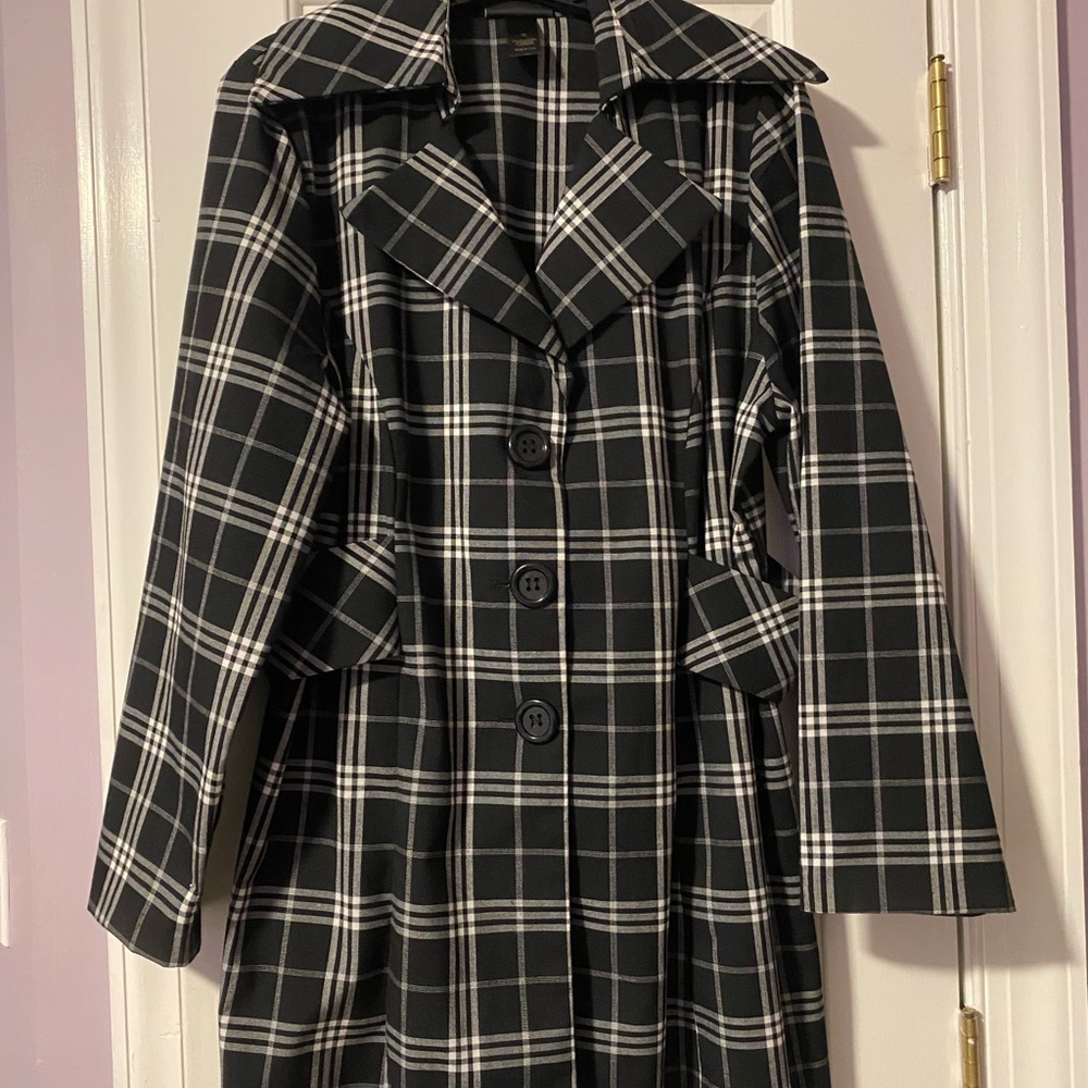 Lane Bryant plaid trench